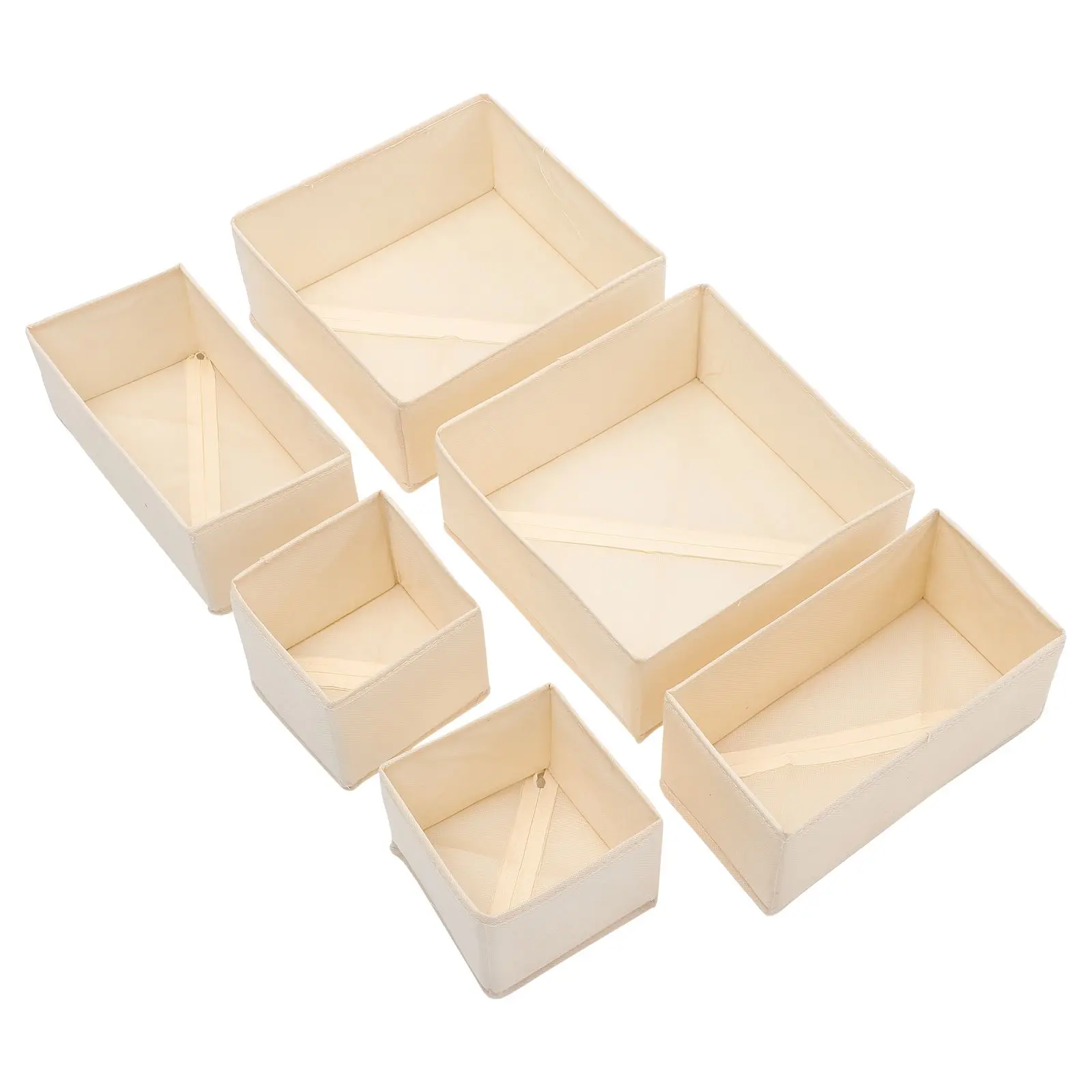

6 Pcs Underwear Storage Box Fabric Organizer for Clothes Socks Bra Drawer Bedroom Wardrobe Container PP Board Household