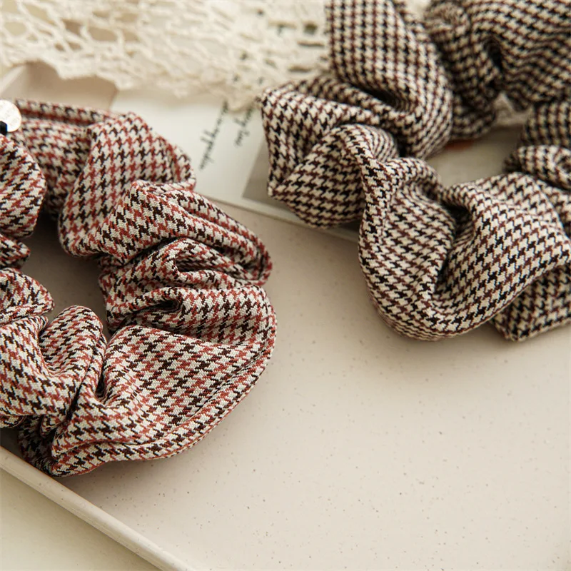 Nowe wzory marki anglia style Vintage Schrunchies Houndstooth gumki do włosów dla kobiet kucyk fryzury Chouchous