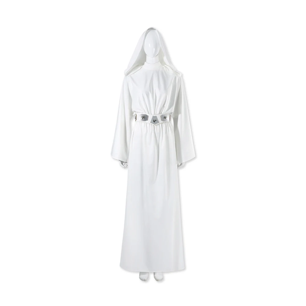 

2026 Princess Leia Cosplay Costume White Long Dress Gown Halloween Stage Performance Outfit Disguise Clothing Disfraz