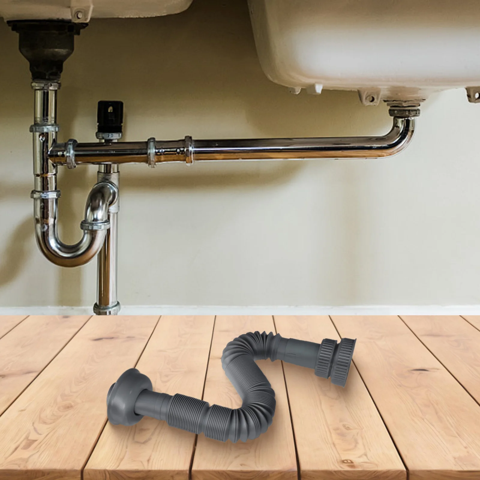 Kitchen Sink Drain Pipe Expandable Connecting Hose For 32/45/56mm Interface Home Improvement Bathroom Plumbing Fixtures
