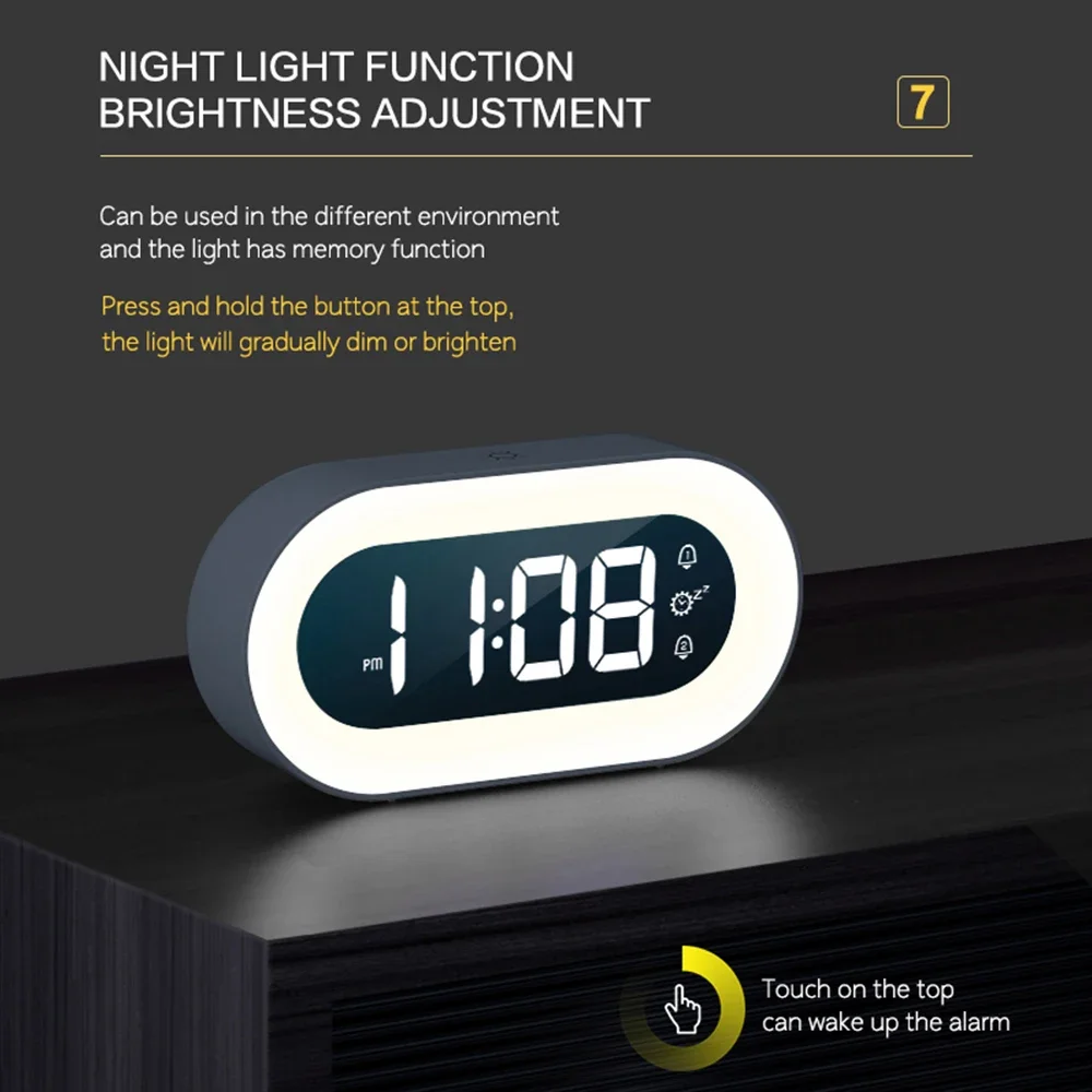 Music LED Digital Alarm Clock Voice Control Night Light Design Desktop Clocks Home Table Decoration Children's Gifts