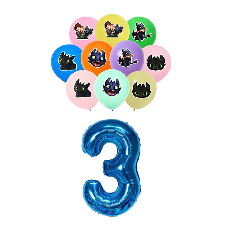 11pcs12 Inch How To Train Your Dragon Color Latex Balloon Children's Happy Birthday Party Decoration Baby Shower Globos Toy view 4