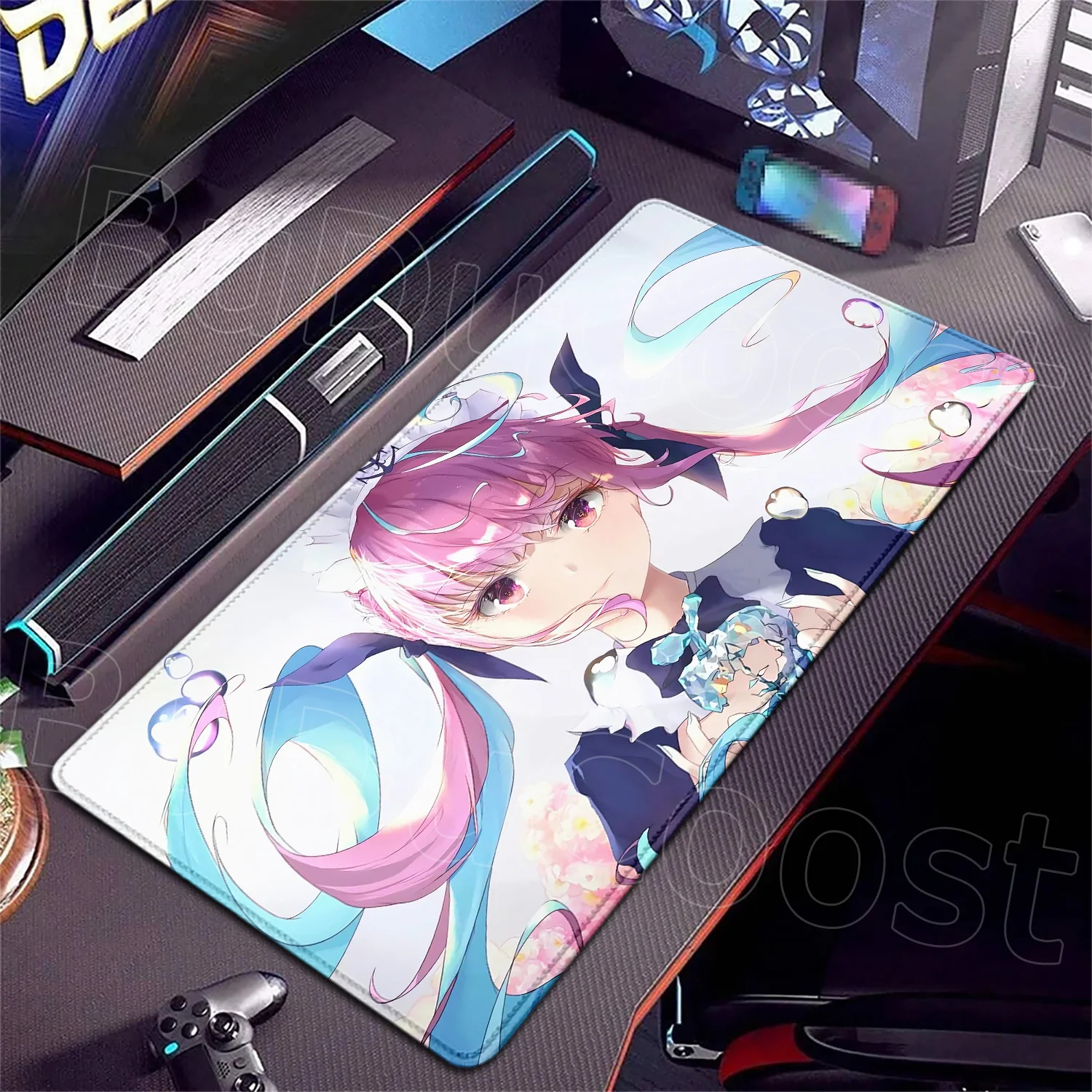 

Anime Large Size Gaming Mouse Pad HD Hololive Minato Aqua Computer Soft Rubber Mousepad Desk Pad Keyboard Mats Non-slipTable Rug