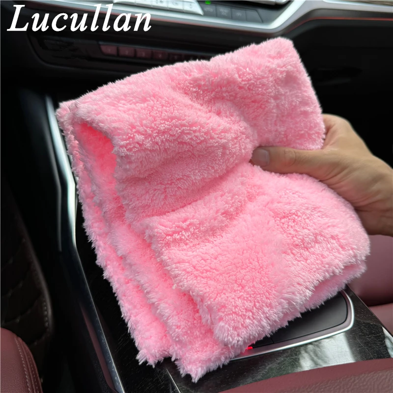 Lucullan Brand Super Glory asciugamano in microfibra di peluche senza bordi 40x40cm 500gsm panni per lucidatura lucidatura finiture autolavaggio