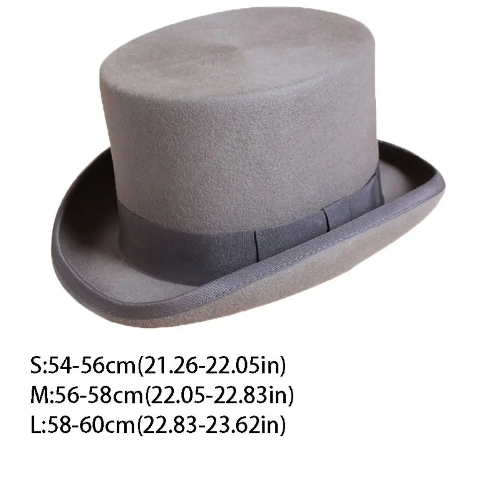 Gentleman-Stil Wollmaterial Zylinderhut Satin-Futter Klassisches Design Magierhut Gentleman-Hut Bühnenauftritt – Detail 1