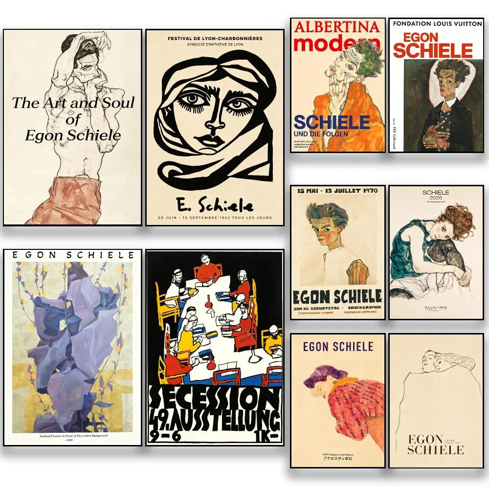 Artist Expressionist E-Egon Schiele Poster HD Removable Wall Art Gift Bedroom Lounge Dorm Office Gaming Cafe Bars