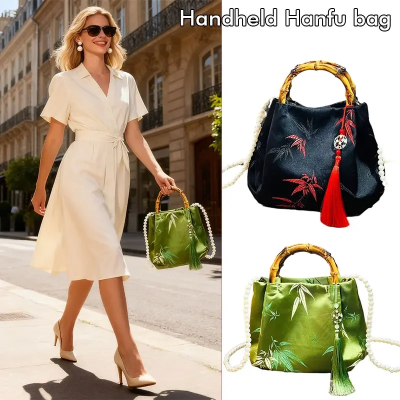 NamcheBarwa Chinese Style Embroidered Handbag Retro Pearl Crossbody Bag Hanfu Qipao Shoulder Purse for Women Wedding Evening view 4