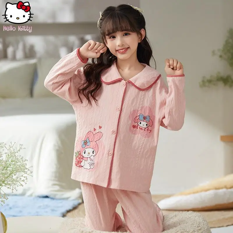 الفتيات الكرتون Pochacco بلايز السراويل منامة مجموعة Kawaii ربيع الخريف جديد أنيمي الجاكار ملابس المنزل الوالدين والطفل قطعتين مجموعة