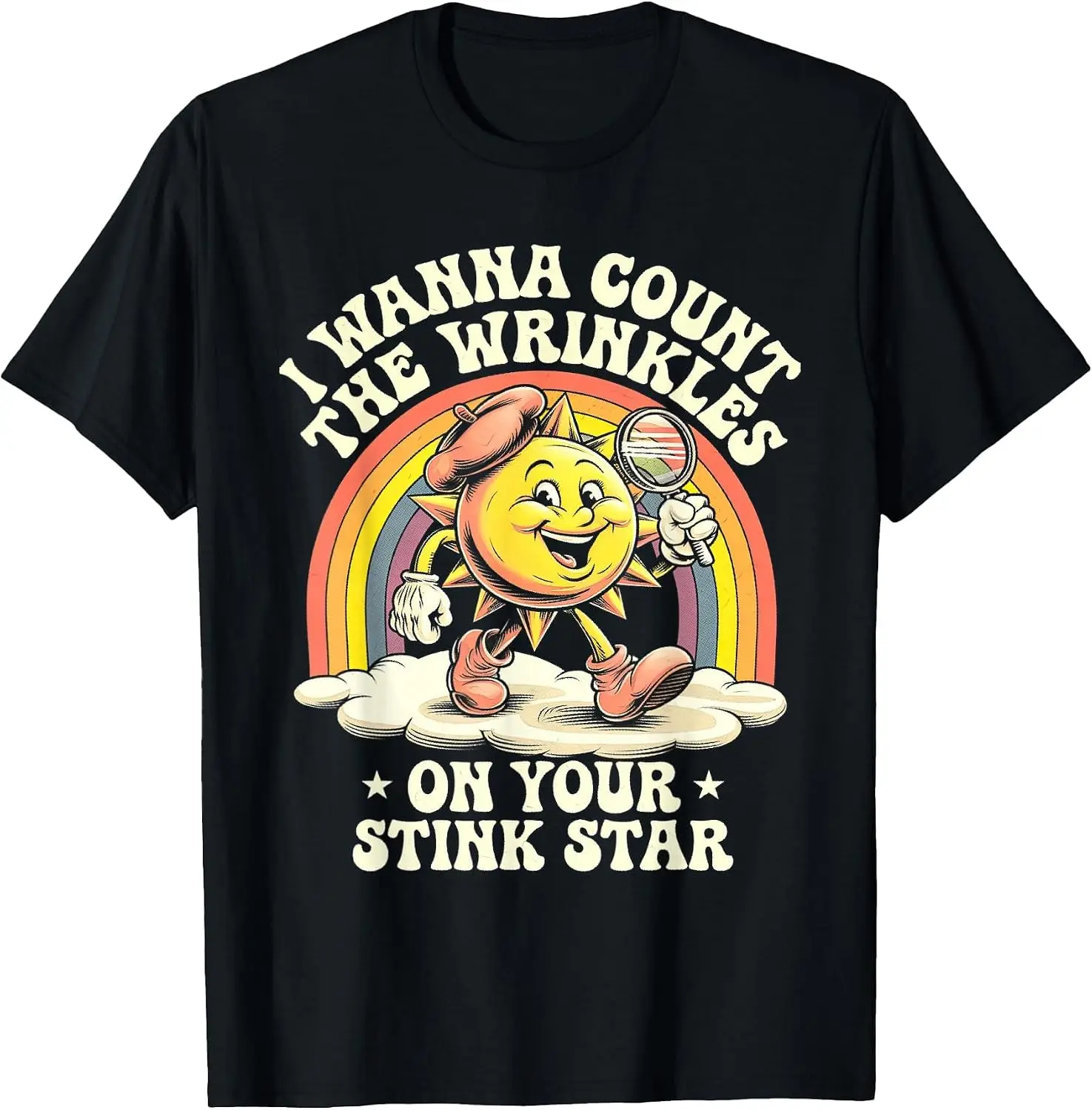 I Wanna Count The Wrinkles On Your Stink Star Sun T-Shirt 100% Cotton Trendy Y2K Short-Sleeve Tee – Soft, Quick-Drying, &