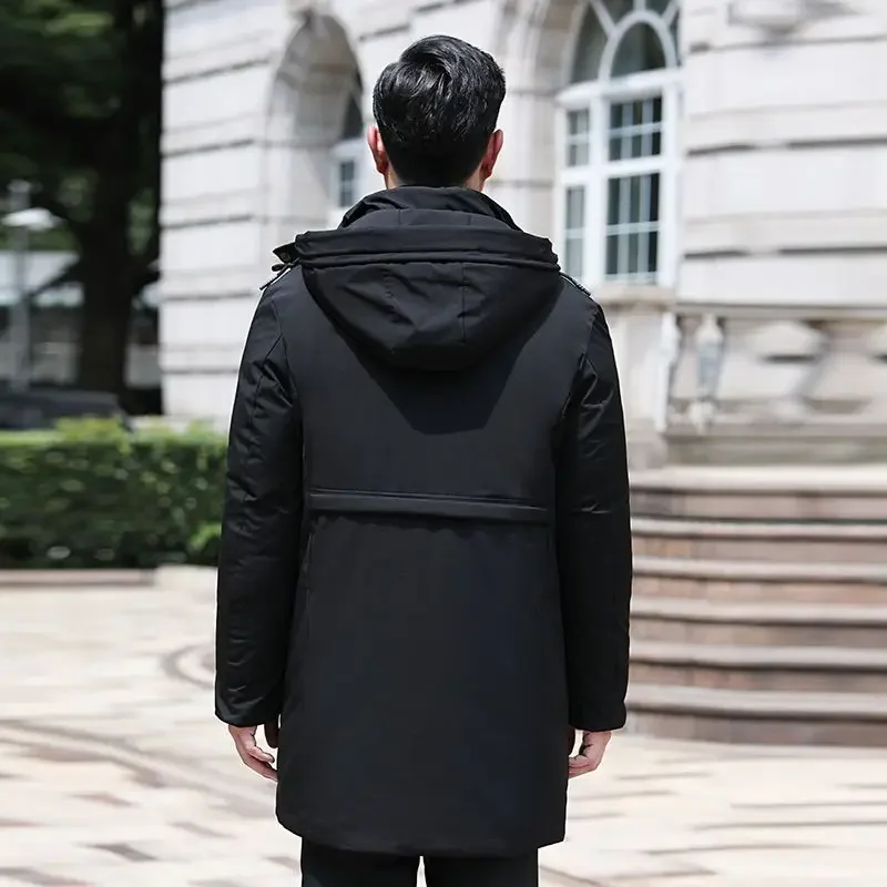 Winter Coat Men Thicken Hooded Parka Long Sleeve Puffer Jacket Warm Business Casual Pockets Men Clothing Mens Jackets Windproof