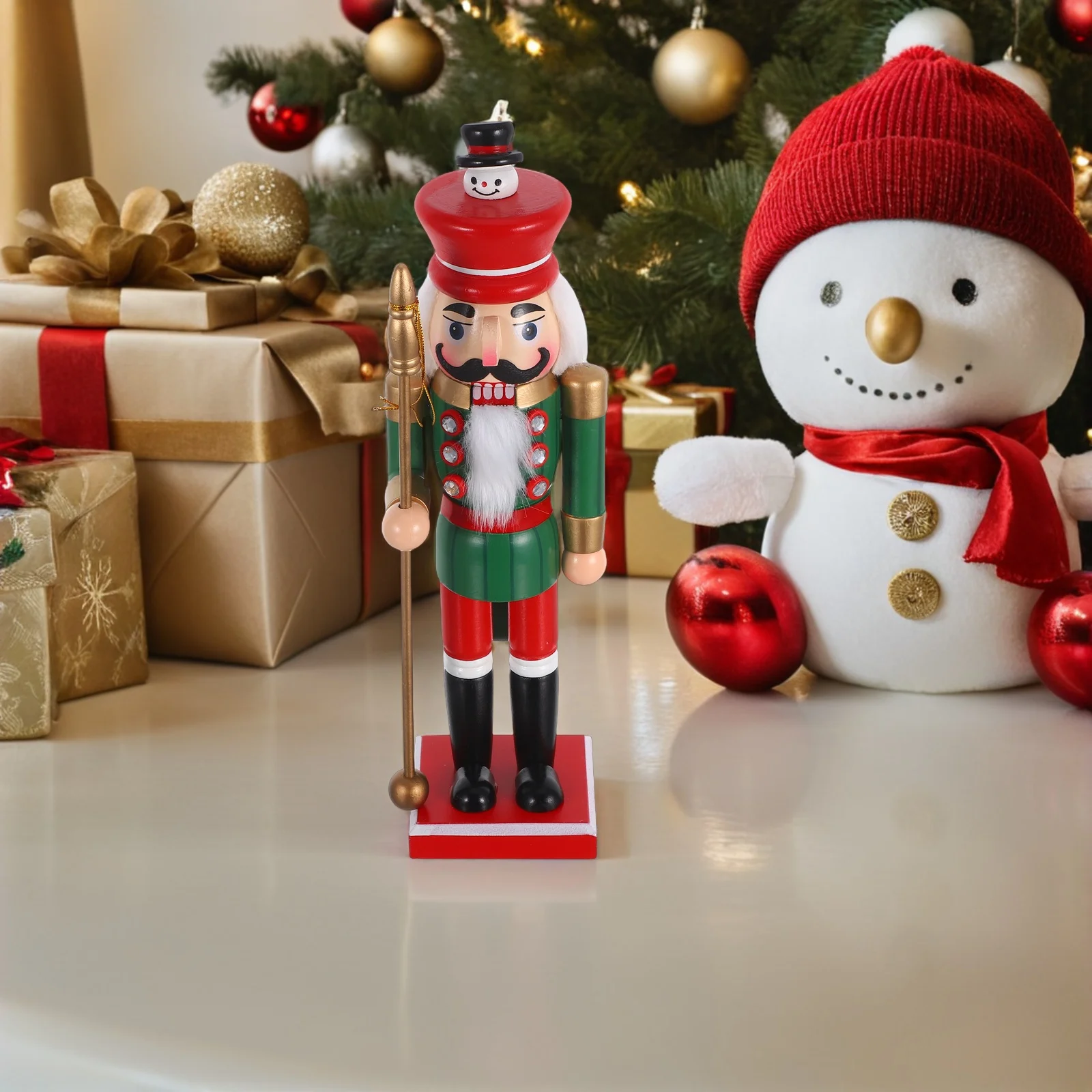 

Wooden Nutcracker Soldier Xmas Decoration Handmade Intricate Details Vibrant Colors for Yearly Festive Use