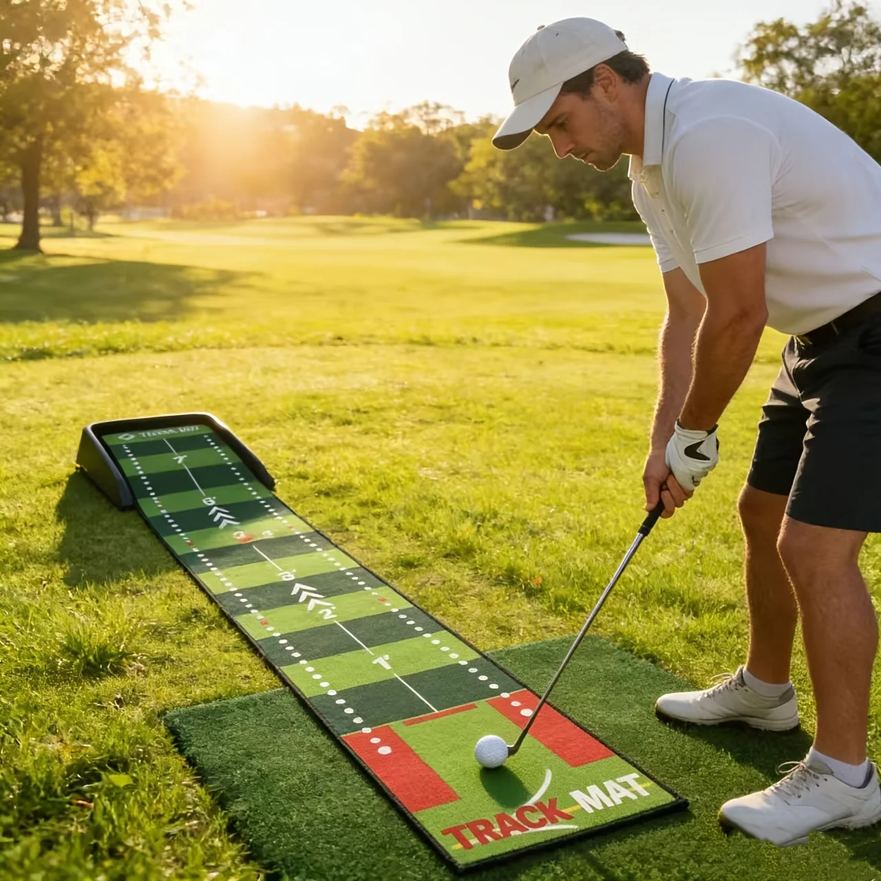 VIKAMA Golf Putter Training Mat Indoor Outdoor Dual Use Putting Green Anti Slip Portable Practice Carpet Training Aid
