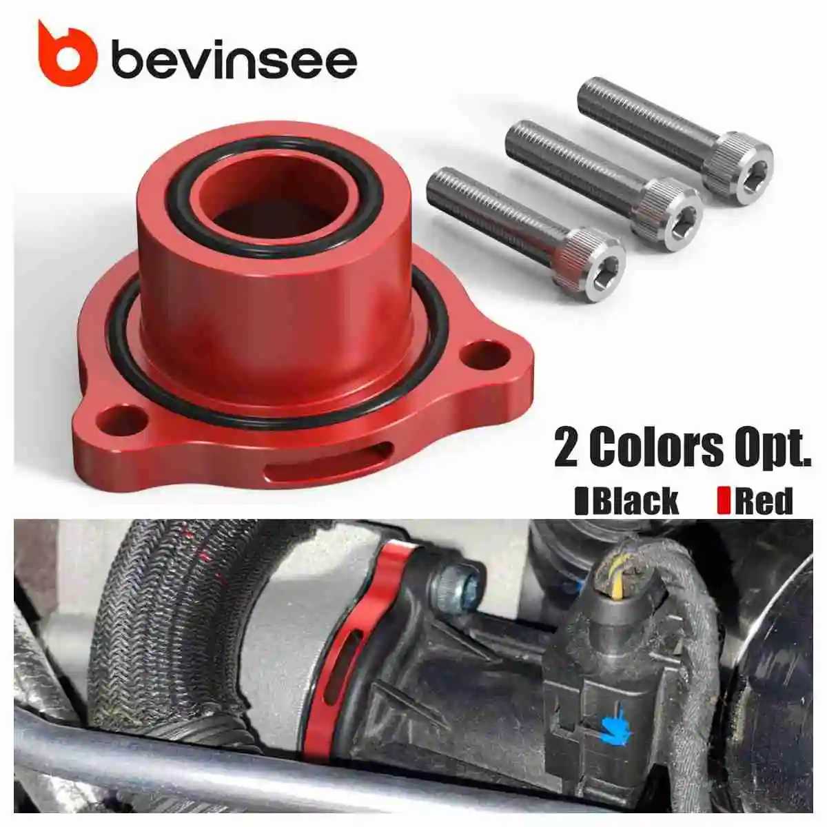 

BEVINSEE Atmospheric Blow-off Valve Spacer Adapter for Audi A3 8V A4 B9 A5 8W TT S3 RS3 for VW for Golf Mk7/7.5 GTI/R 1.8T 2.0T
