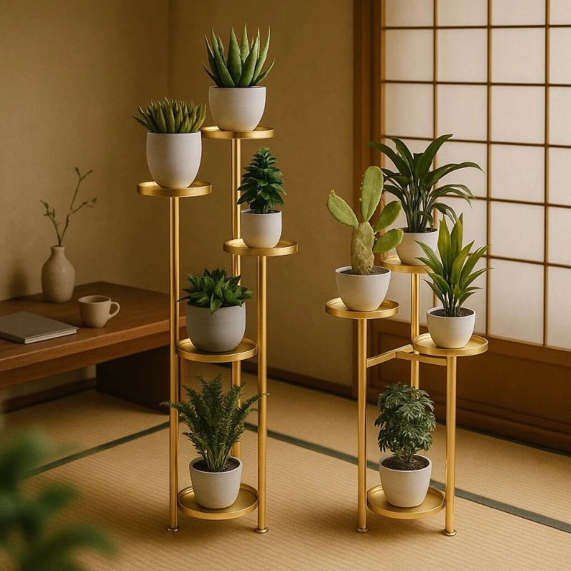 

Floor-Standing Multi-Layer Plant Shelf, Indoor Iron Flower Rack, Minimalist Balcony Flower Pot Stand,Succulent Display Organizer