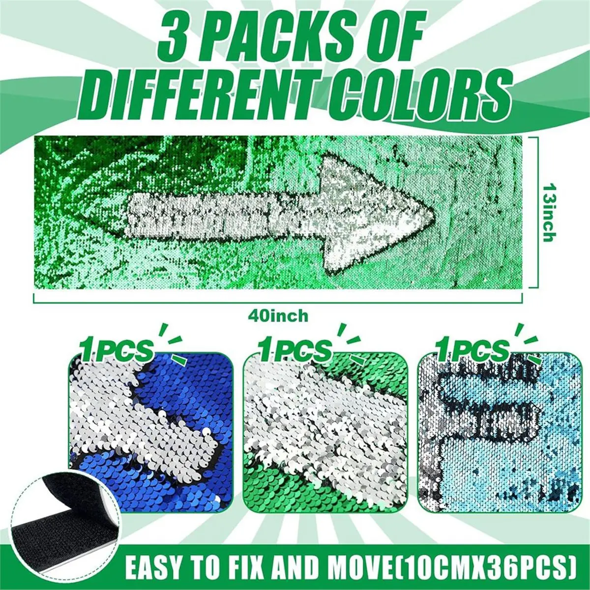 3 Pcs Sensory Wall Sequin, Reversible Sequin Fabric with Dual-Color Flip, Interactive Tactile Decor for Bedroom