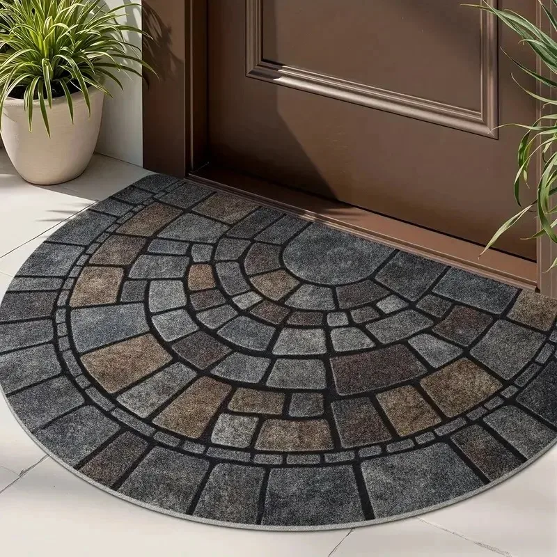 

1pc Half-Circle Door Mat - Semi-Round Non-Slip Entry Mat, Floor Mat for Indoor/Outdoor Use - Front Door, Patio, Home Decor