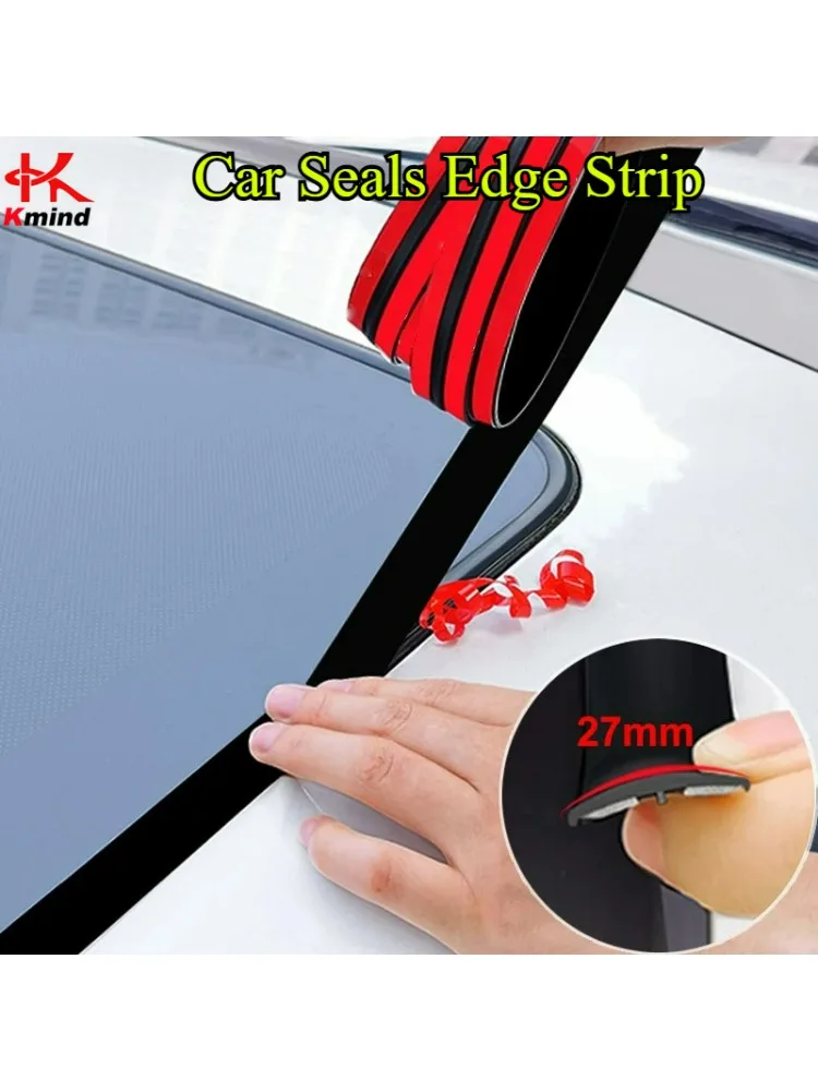 Bande d'étanchéité en caoutchouc pour toit ouvrant de pare-brise de voiture de 27mm, protecteur de joint de bord de fenêtre de toit, bande Sharpe en T imperméable et anti-poussière