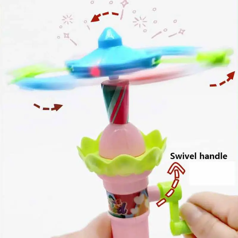 Hand Crank Cartoon Carousel Glowing Toys Light Up Entertainment Toys For Relaxing Enhance Hands-On Ability Kids Birthday Gifts