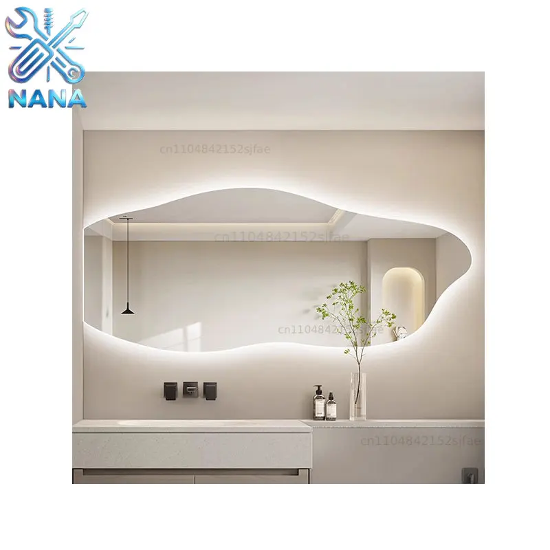 Irregular smart decorative mirror hotel homestay double basin toilet bathroom mirror wall-mounted dresser makeup mirror