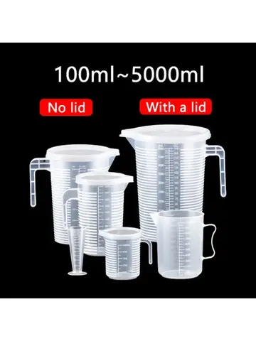 100-5000ml Kitchen Food Grade Measuring Cup Lidless with Lid Scale PC High Temperature Resistant Milk Tea Shop Plastic Beaker