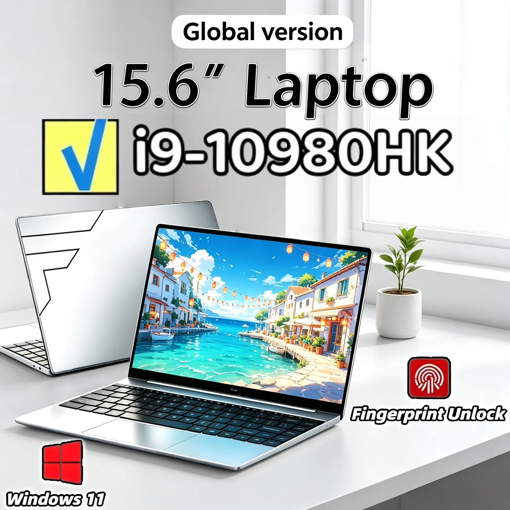 15.6 Inch Quick Laptop Intel Core I9 10980HK 32GB RAM 1TB/2TB SSD Fingerprint Unlock Windows 11 Gaming Notebook