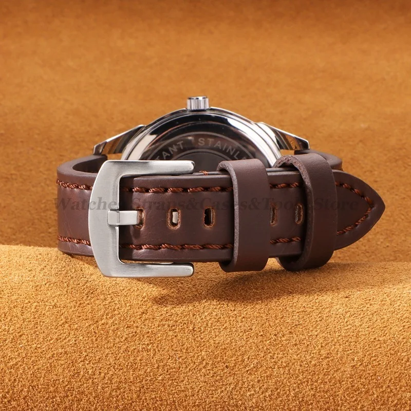 18mm 20mm 22mm 24mm Retro Leather Watchband for Huawei Watch GT 4 46mm for Omega Quick Release Dark Brown Men Universal Bracelet