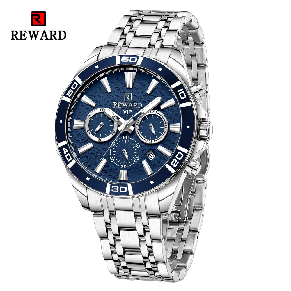 

REWARD VIP Business Watches for Men Stainless Quartz Wristwatches Luminous Hands Waterproof Chronograph Sport Wrist Watch