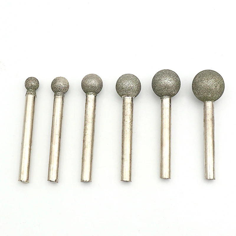 Spherical Diamond Grinding Head 3/6mm Shank Ball Grinding Bit Needle For Polishing Carving/Deburring/Jade/Stone Abrasive Tool