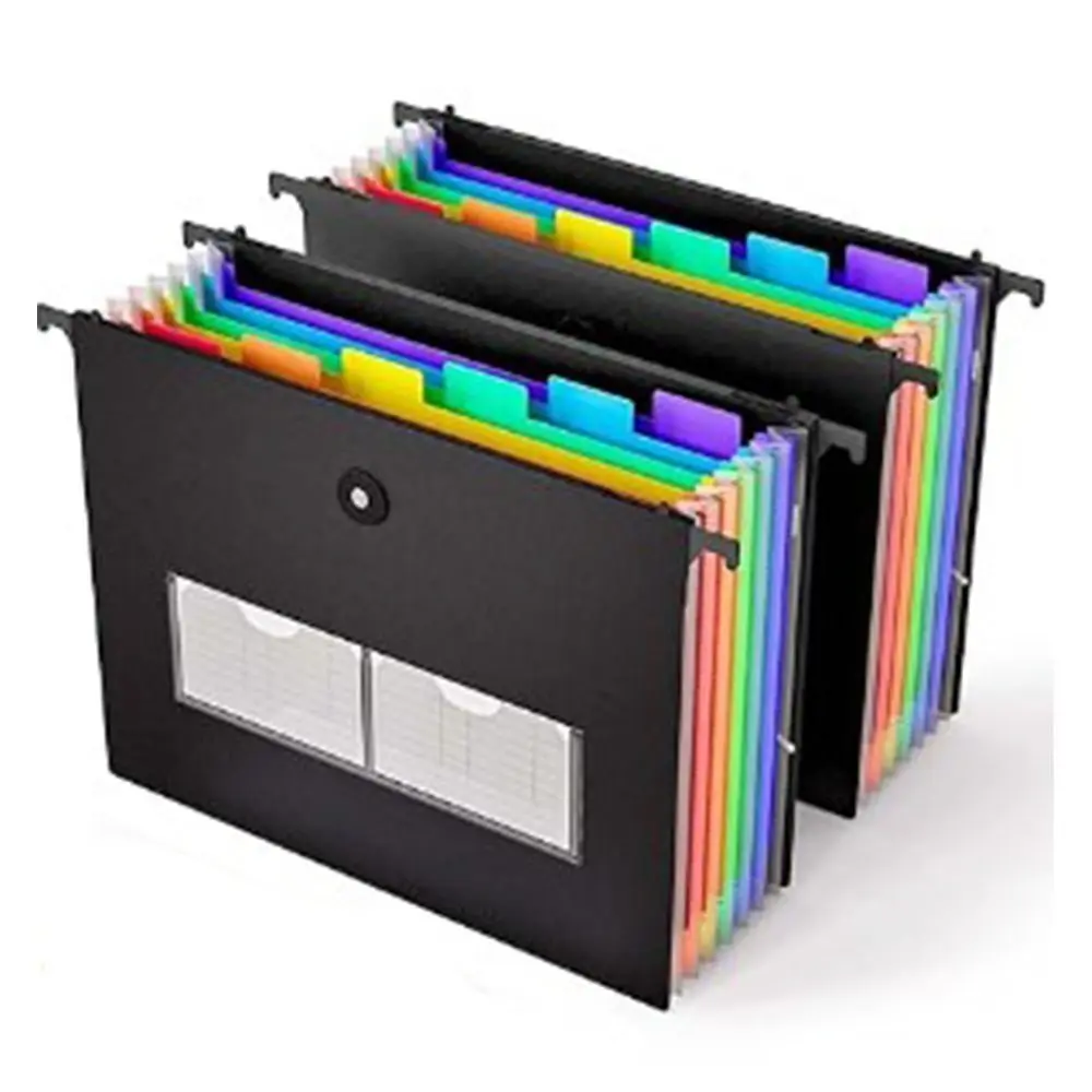 

Plastic File Folders 11.81*9.25 Inch Black / Green B5 Organ Bag Multi-layer Bill Data Classification Folder Office