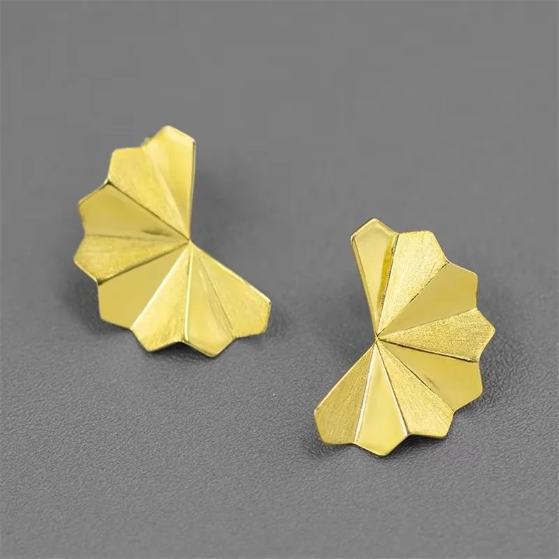 

INATURE 925 Sterling Silver Fashion Jewelry Elegant Fold Geometric Stud Earrings For Women Girl