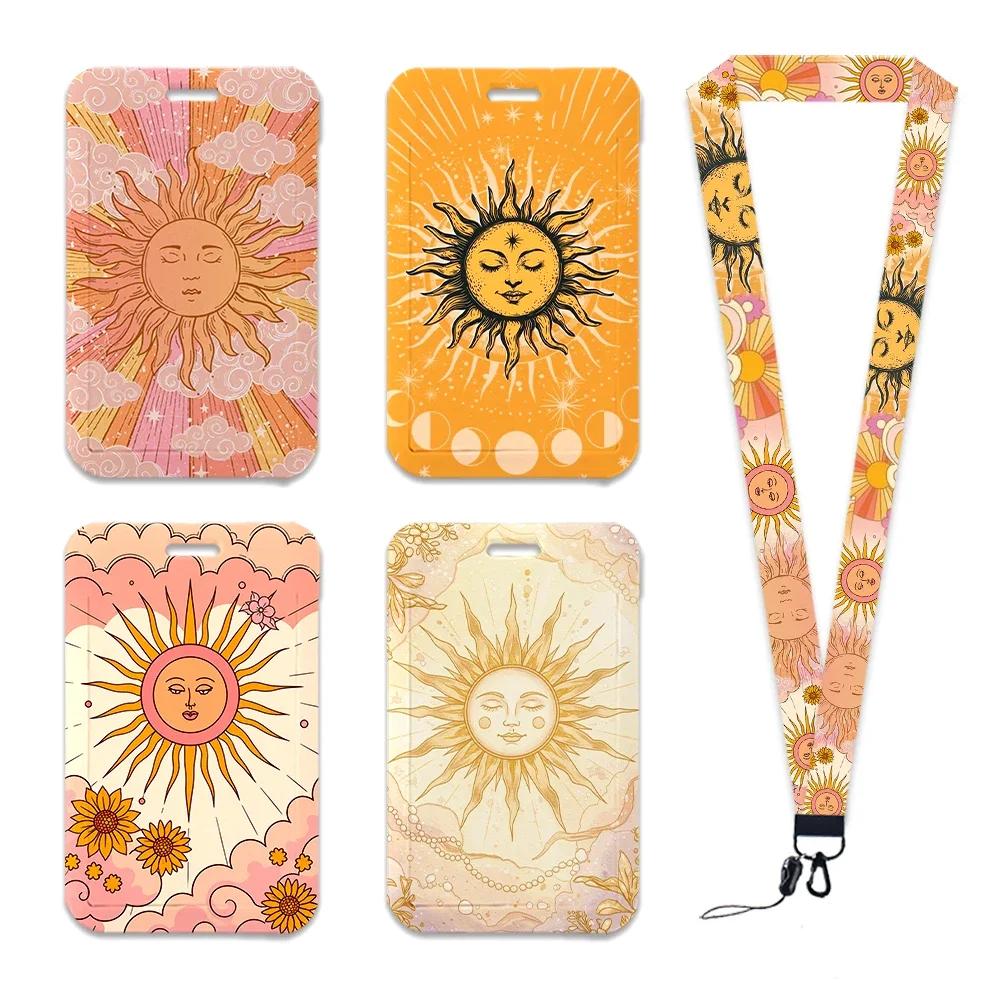 Phase Astrology Mystical Sun Moon Lanyards ID Badge Holder Strap Work Card Bus Access Card Holder Keychains Accessories