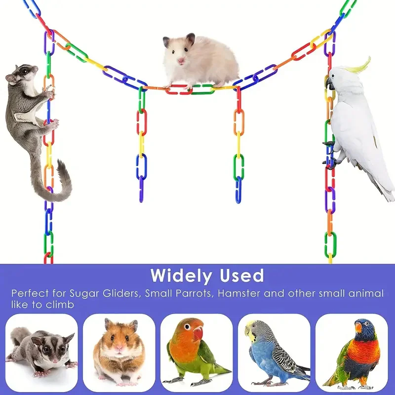 100PCS  C- shaped Hook Rainbow Bridge Parrot Toy Plastic Chain Honey Bag Flying Squirrel Parrot Toy Bird Toys