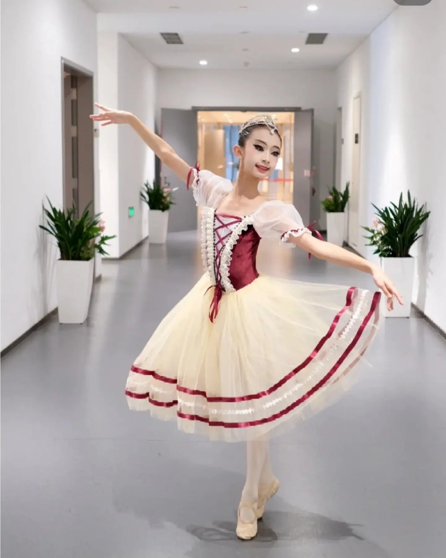 Kinderen Ballet Tutu Jurk Meisje Dans Rok Wijn Rode Vrouw Ballet Rok Ballet Prestaties Kleding Lange Prinses Jurk