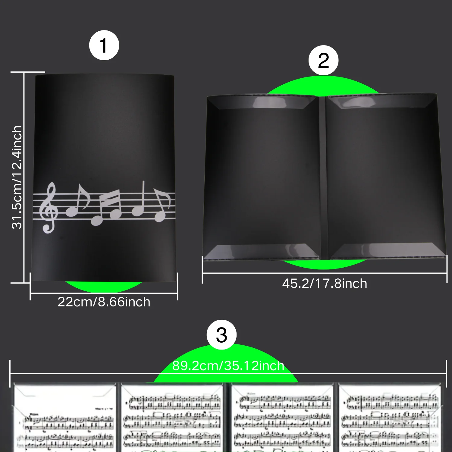 Premium Klavier-Notenklammer im A4-Format, Dreifach Faltbar, Sechs Seiten Kapazität, Langlebig und Leicht, Perfekt für Musiker – Detail 2