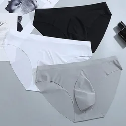 1pc Sexy Men's U-convex Pouch Underwear Briefs Seamless Middle Waist Semi-Transparent Breathable Lingerie Male Panties