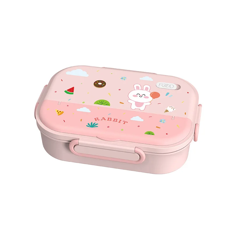JUSTINLAU 304 Stainless Steel Cartoon Insulated Lunch Box Divided Into Compartments Children's Portable Student Lunch Box