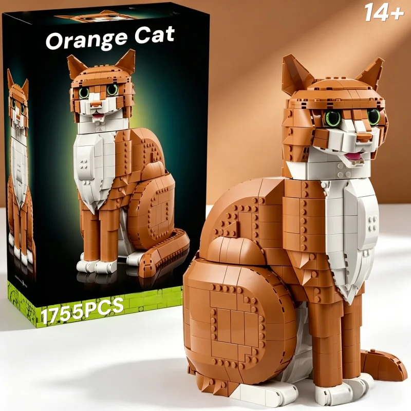

In Stock 1755PCS Cute Cartoon Orange Cat Building Blocks 21376 DIY Assembly Model Toys Birthday Holiday Gifts For Adults