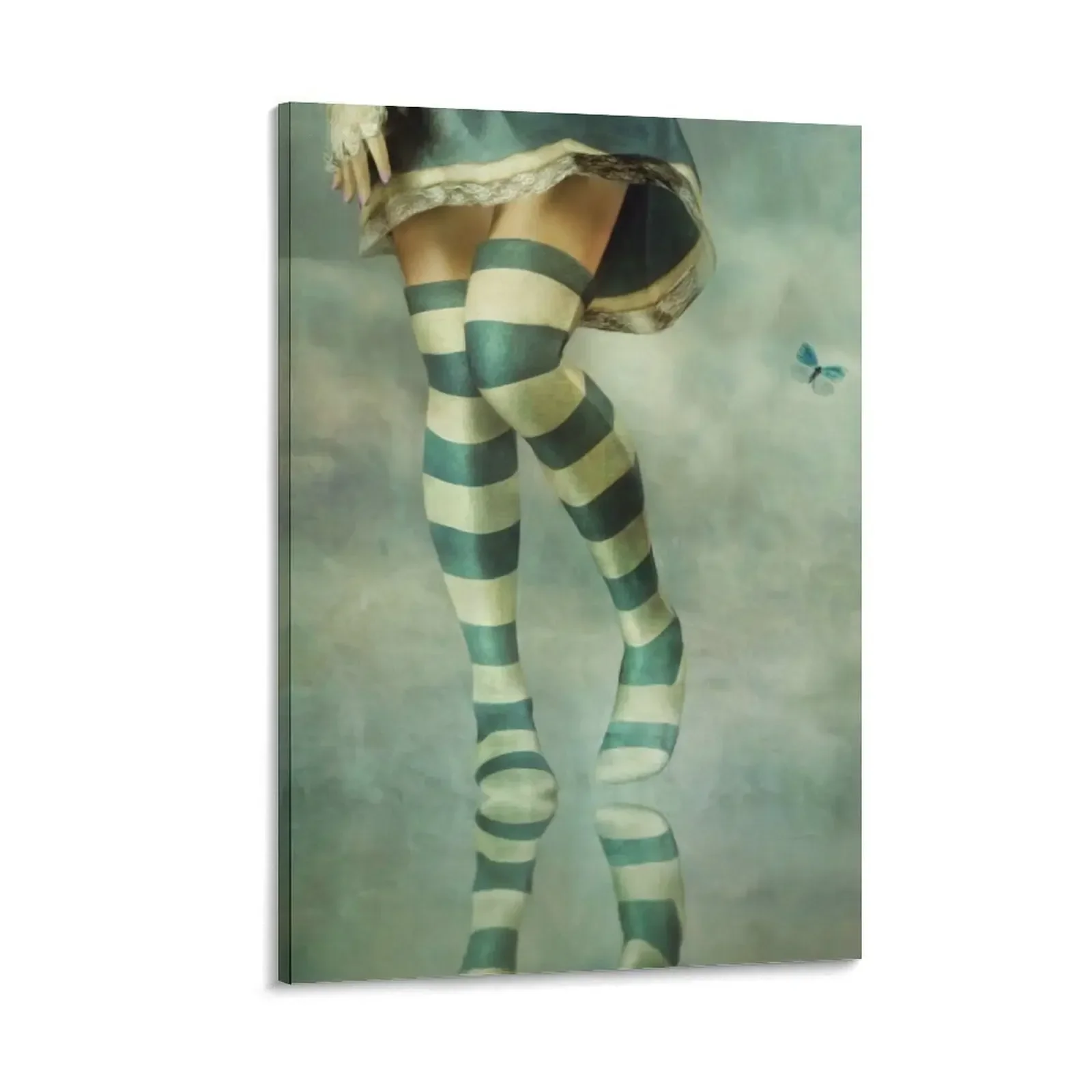 

Lovely Girl with Striped Socks Canvas Painting korean room decor bedroom decor room decorations for men wall decor