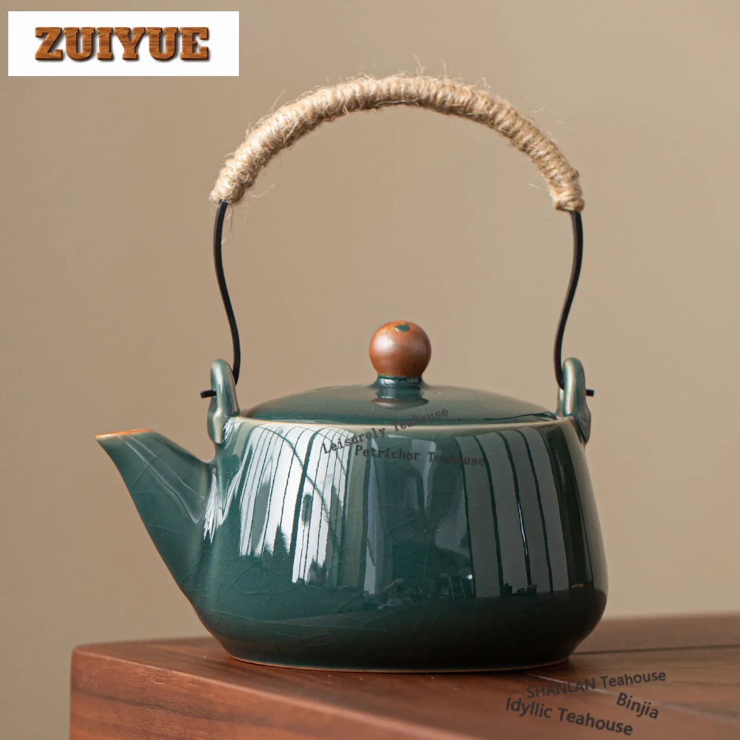 

300ml Ge Kiln Lifting Handle Teapot Retro Tea Infuser Pot Household Tea Maker Kettle With Strainer Kung Fu Tea Tea Items Gift