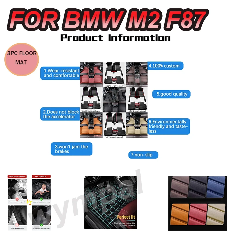 

LUXURY Car Carpet Floor Mat For BMW M2 F87 2016~2021 5 Seats Waterproof Pads Car Mats Cubre Pisos Para Autos Car Accessories