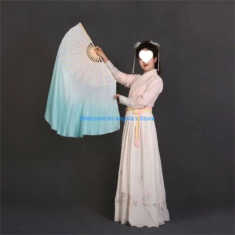 X4YC Abanico Danza Clásica Profesional Seda Sintética Ligero Accesorio Espectáculo Mano