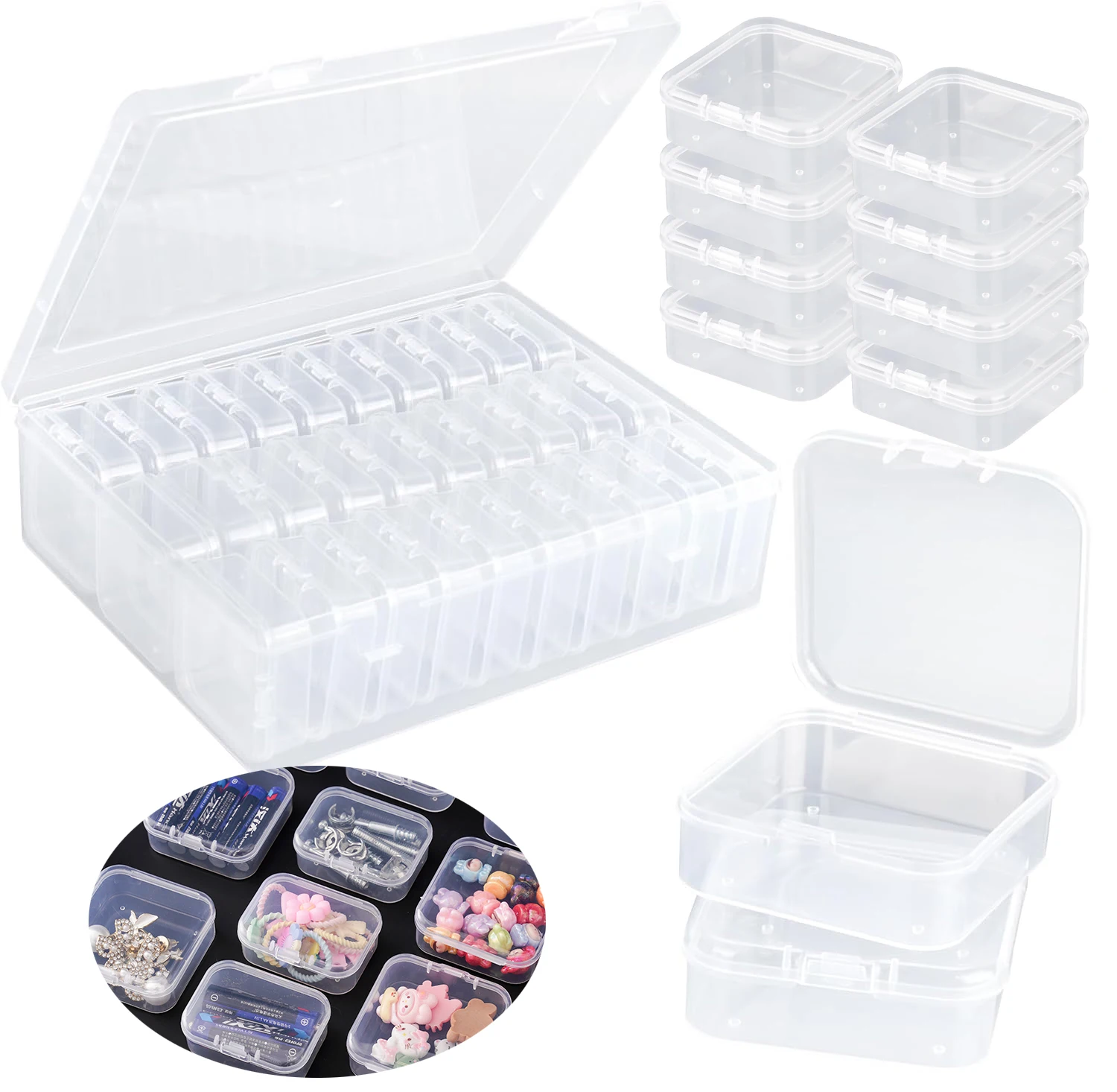 

Набор коробок для хранения, пластиковые прозрачные квадратные прямоугольные упаковочные коробки для хранения предметов ручной работы «сделай сам», несколько индивидуальных сеток TMZ