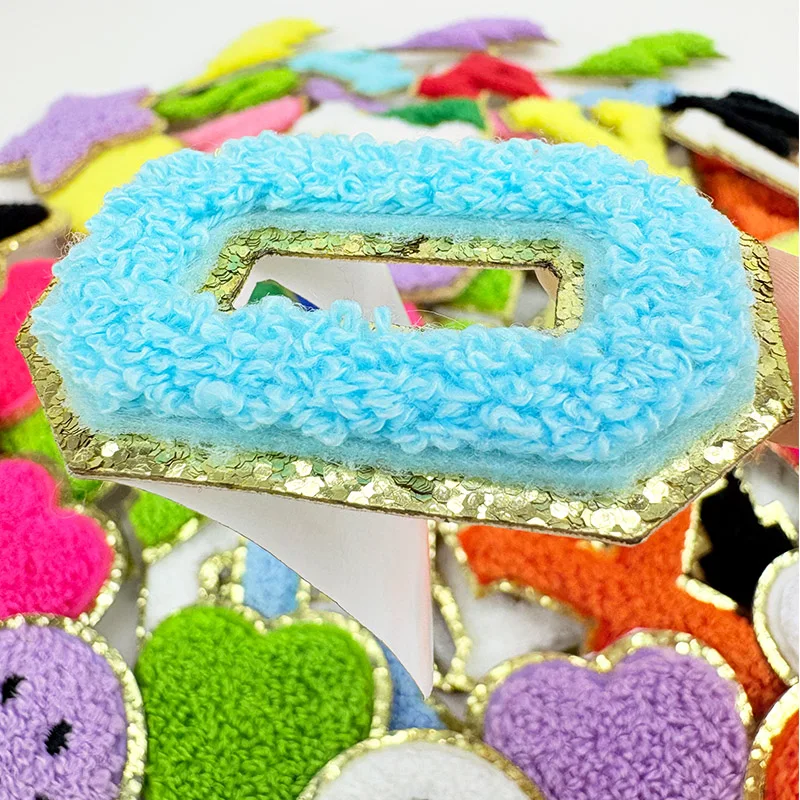 Color Letters Sticker Patch Alphabet Towel Embroidered Chenille Patches for Clothing Bags Jacket Stick on Accessories Applique