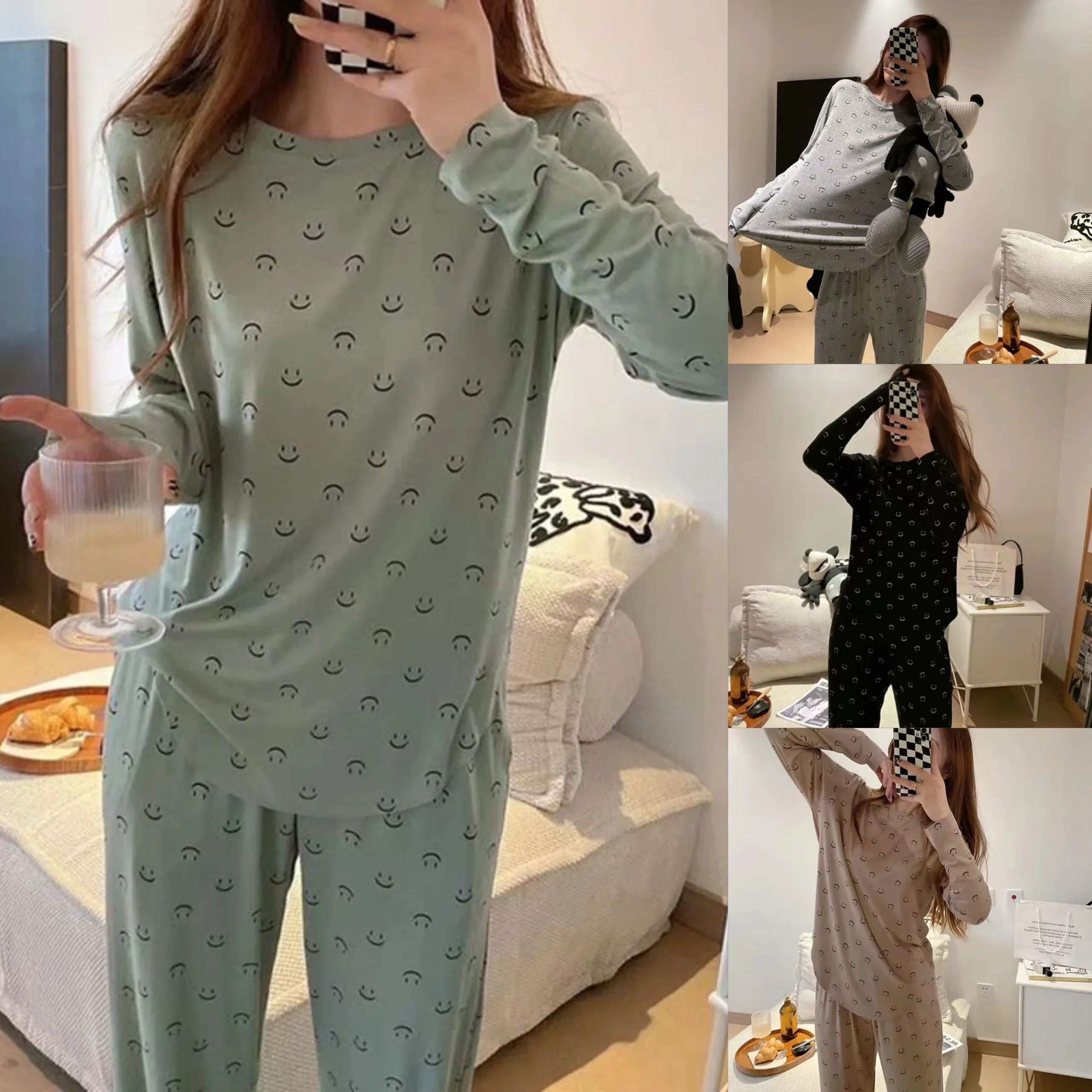 Conjunto de pijama feminino macio para pele, casual para dormir, Homewear feminino tamanho grande, meninas, novo, 2 peças