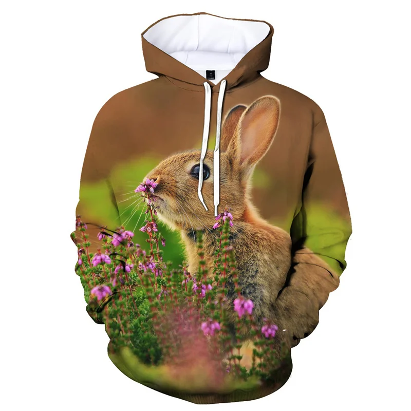 Animal 3D Printing Hoodie Cute Rabbit Pattern Sweatshirt Men Women Casual Long Sleeve Sports Pullover Autumn Children Hoodies