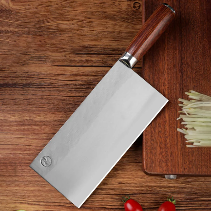 8 Inch Slicing Knife Bearing Steel Blade Wood Handle Cleaver Handmade Forged Kitchen Knives For Cutting Vegetables And Meat