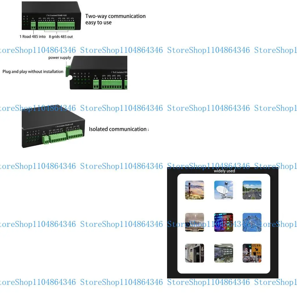 5ASD RS485 HUB ADACTER INDUSTRI ISOLASI Two-Way 8 Ports 128 Perangkat Setiap saluran