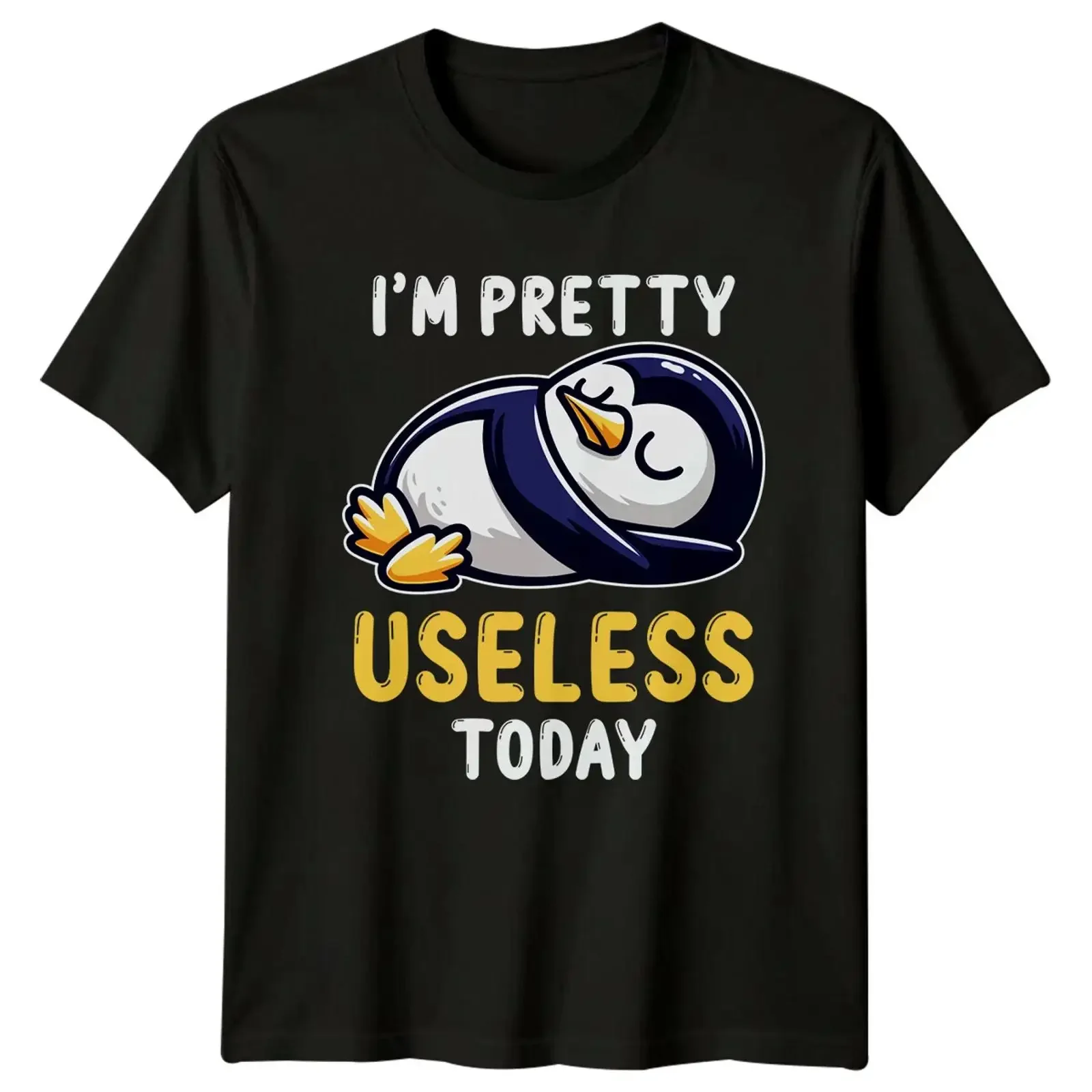 Lazy Penguin T Shirt Im Pretty Useless Today Funny Animal Pun vintage Washed fashion homme designer clothes Stretched graphic