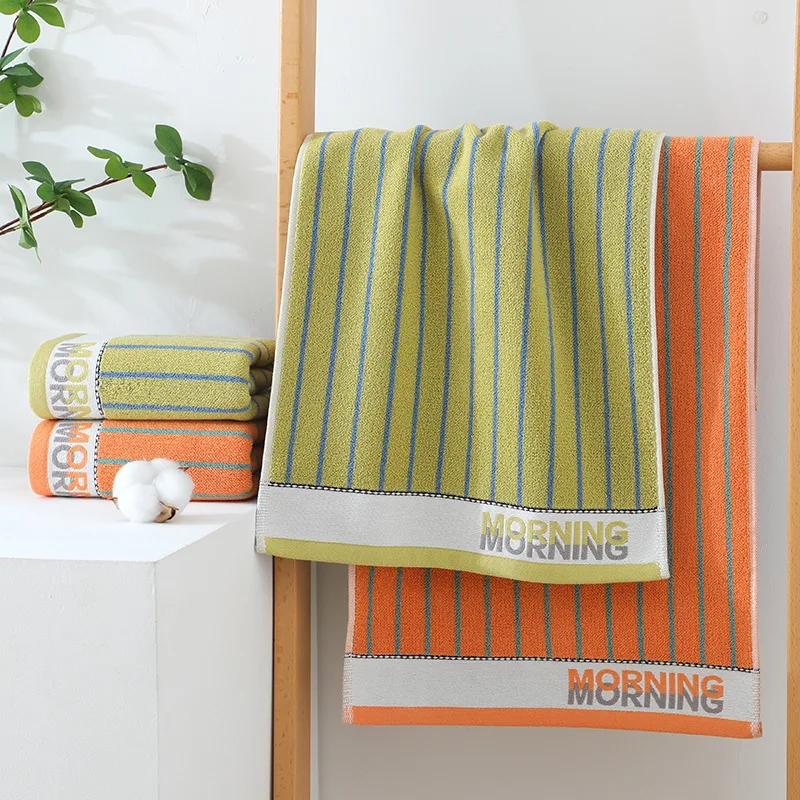 1pcs Household Pure Cotton Thick Face Towel Adult Absorbent Soft Face Towel Vertical Striped Children's Face Towel Toiletries