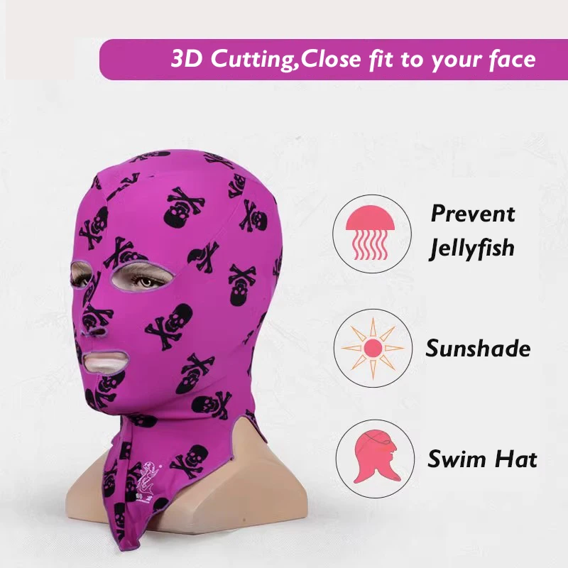 UV Protection Waterproof Swimming Caps Full Face Sunscreen Diving Mask Unisex Prevent Jellyfish Facekini Men Women Head Cover